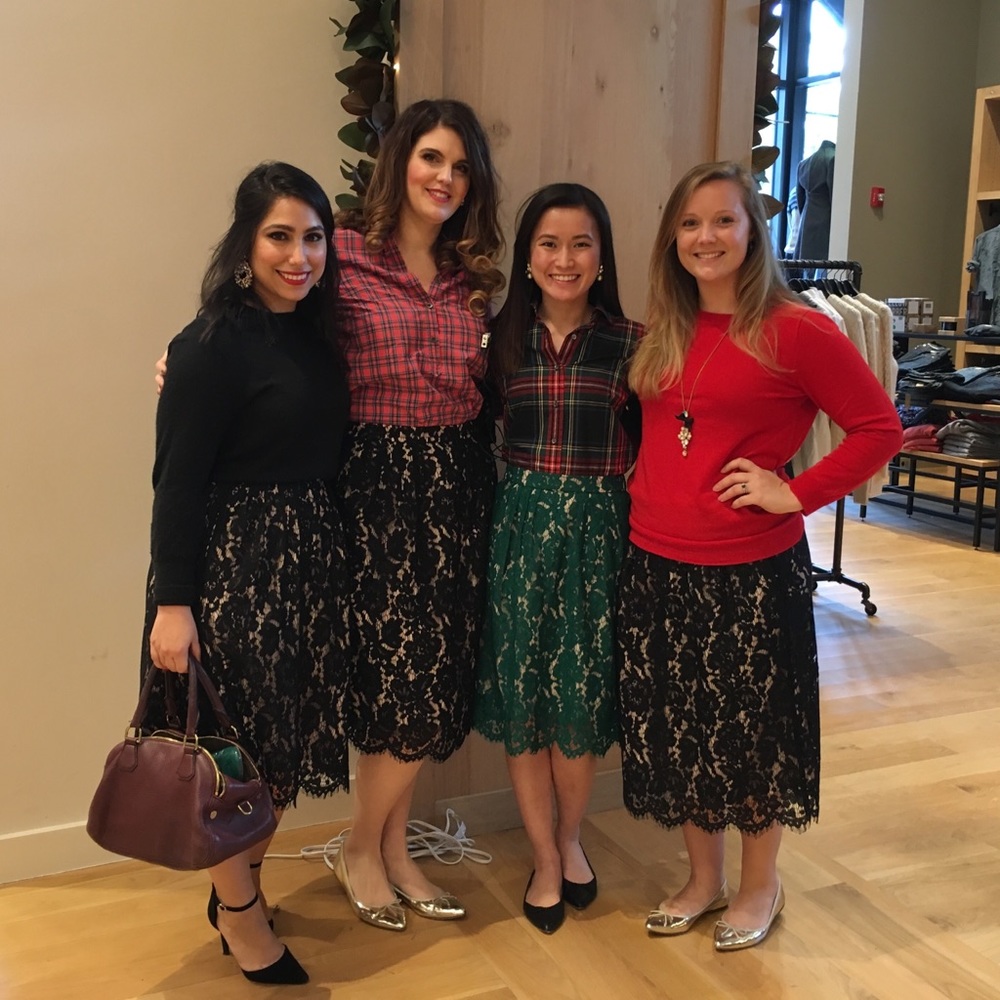J. Crew contrast floral lace skirt